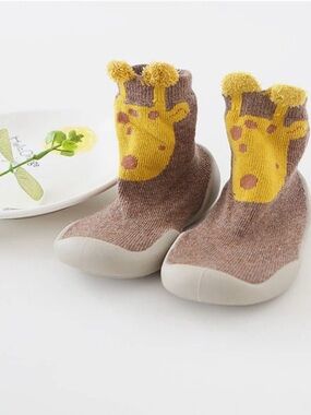 NEW Brown & Yellow Giraffe Baby Walker Shoes 6-12 mo